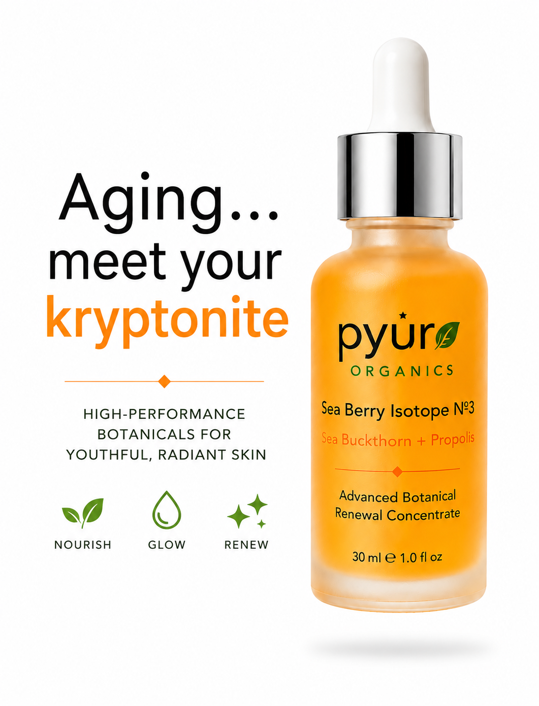 Pyür Organics Sea Berry Isotope Nº3™ | Sea Buckthorn + Propolis Advanced Renewal Serum - Earth Citrus