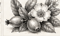 PYUR ORGANICS Journal graphite illustration