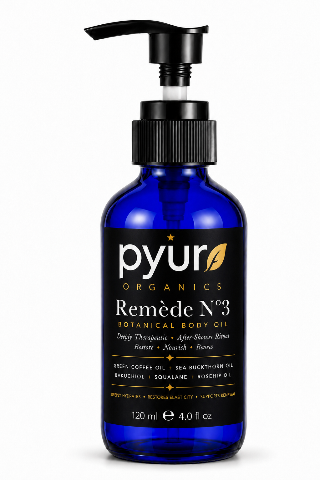 Pyur Organics Remède N°3 Botanical Body Oil | Bakuchiol + Sea Buckthorn Luxury After-Shower Body Treatment