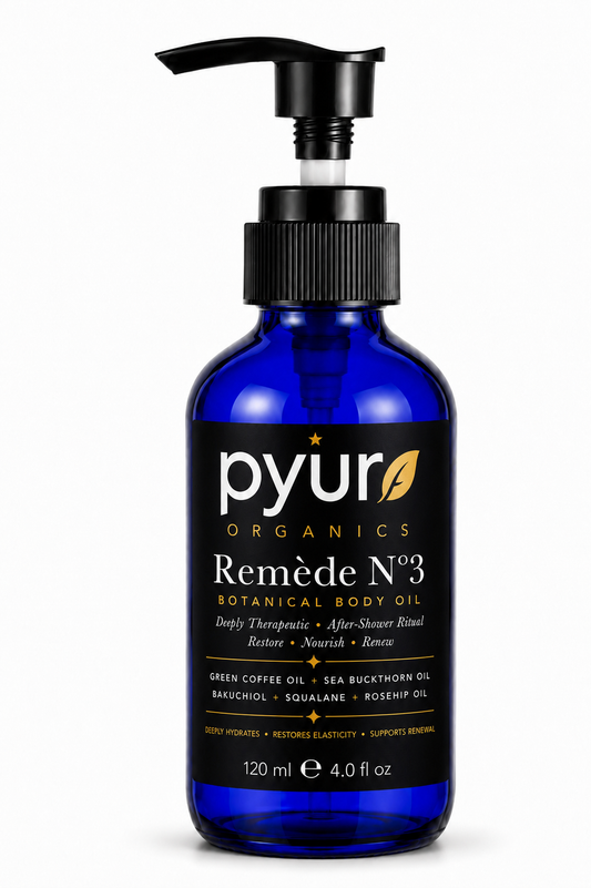 Pyur Organics Remède N°3 Botanical Body Oil | Bakuchiol + Sea Buckthorn Luxury After-Shower Body Treatment