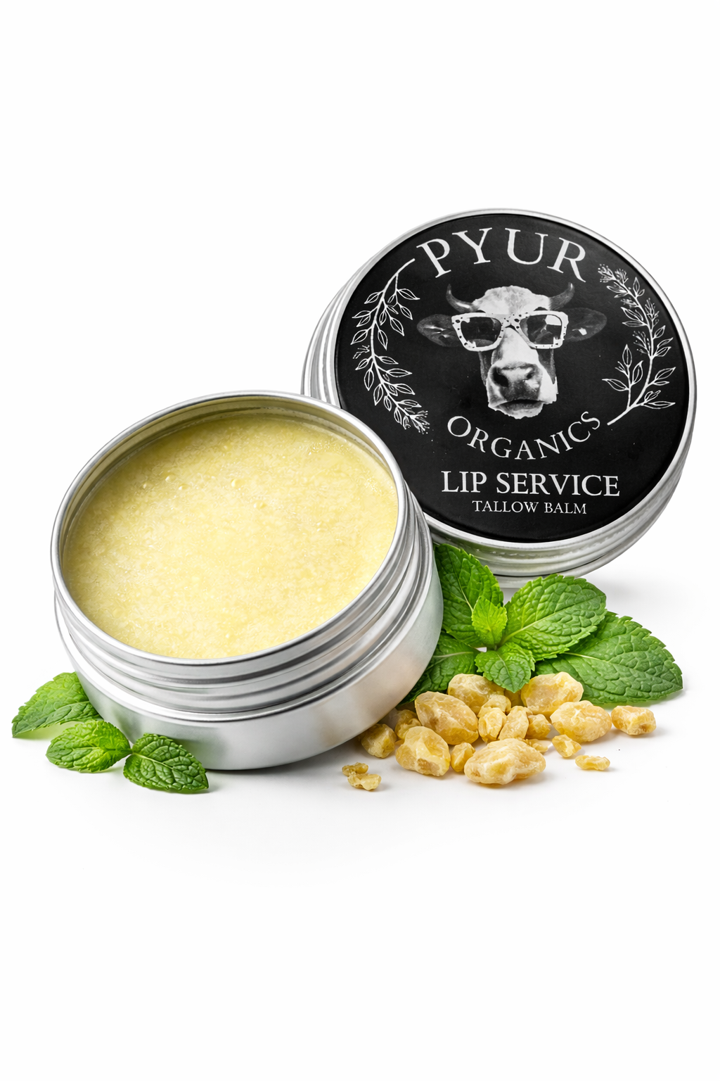 Lip Service – Tallow Lip Balm | All Natural Organic Lip Care | Bee Pollen Infused | Peppermint & Frankincense