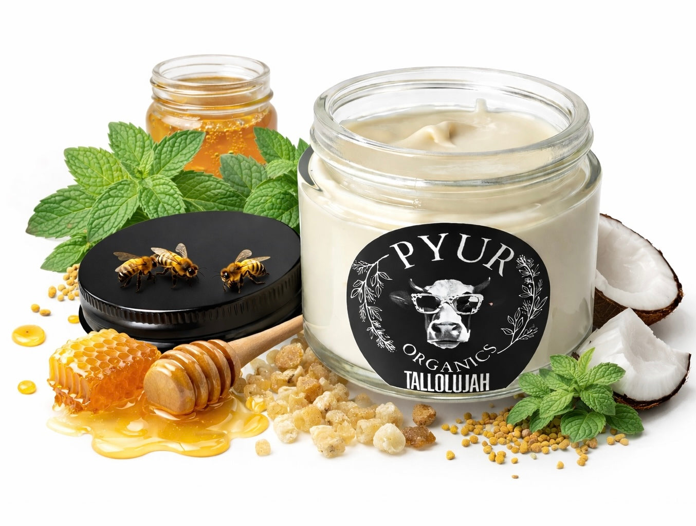 Tallolujah Balm - Certified Organic Tallow - Raw Honey - Coconut Oil - Bee Pollen - Frankincense & Peppermint **Proprietary Blend**
