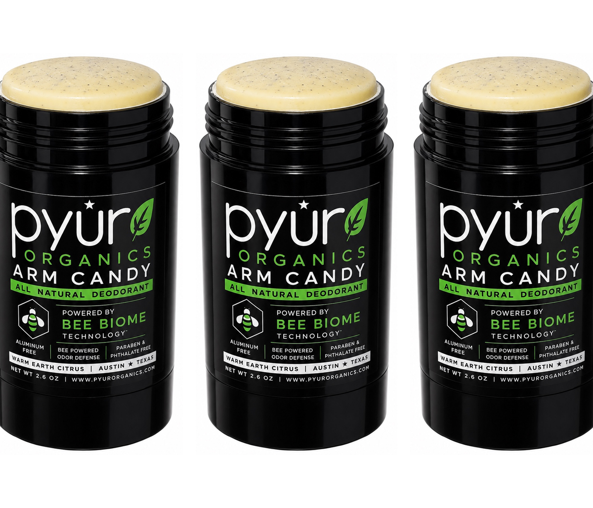 PYUR ORGANICS Arm Candy Trio — 3 deodorant sticks